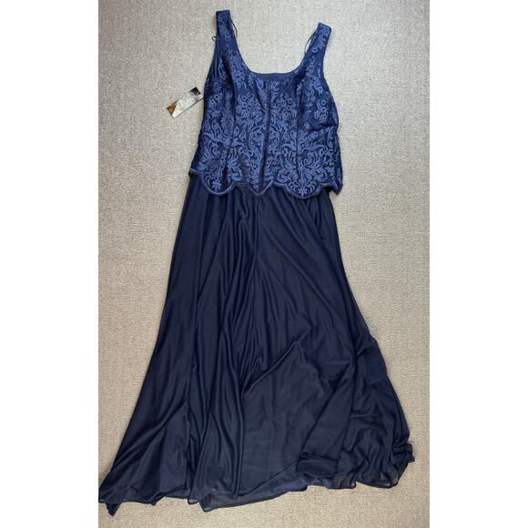 NWT Alex Evenings Formal Dress and Jacket Set Gown Lace Navy Size 6 Petite - Picture 3 of 14